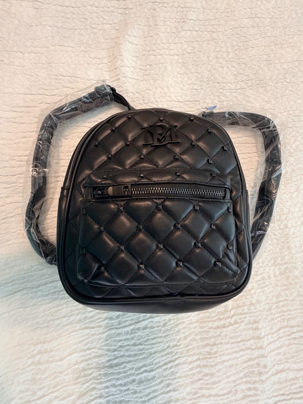 Badgley Mischka  Black Quilted Mini Backpack